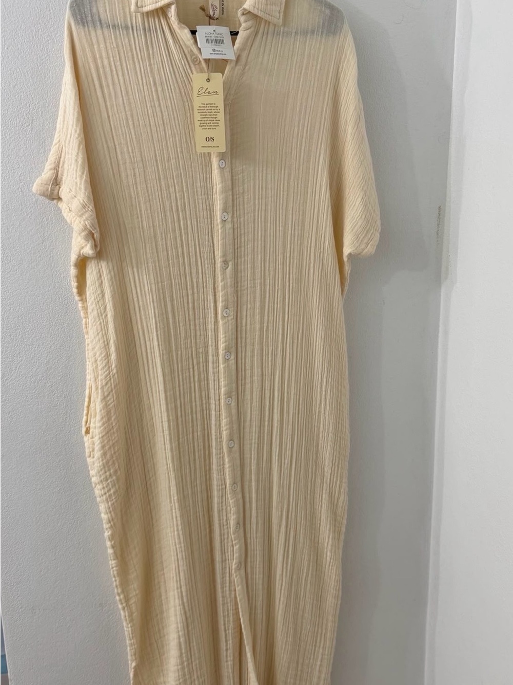 Elan Cream Button-Front Tunic